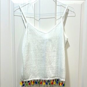 Brave Soul London White Tassel Trim Women's Top NWT